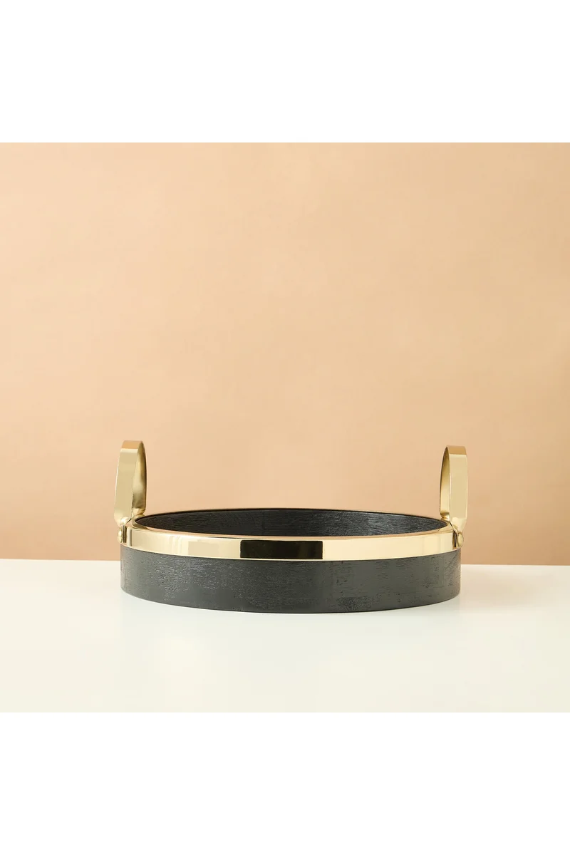 لايف ستايل Wooden and Iron Decorative Tray - 10x30 cms